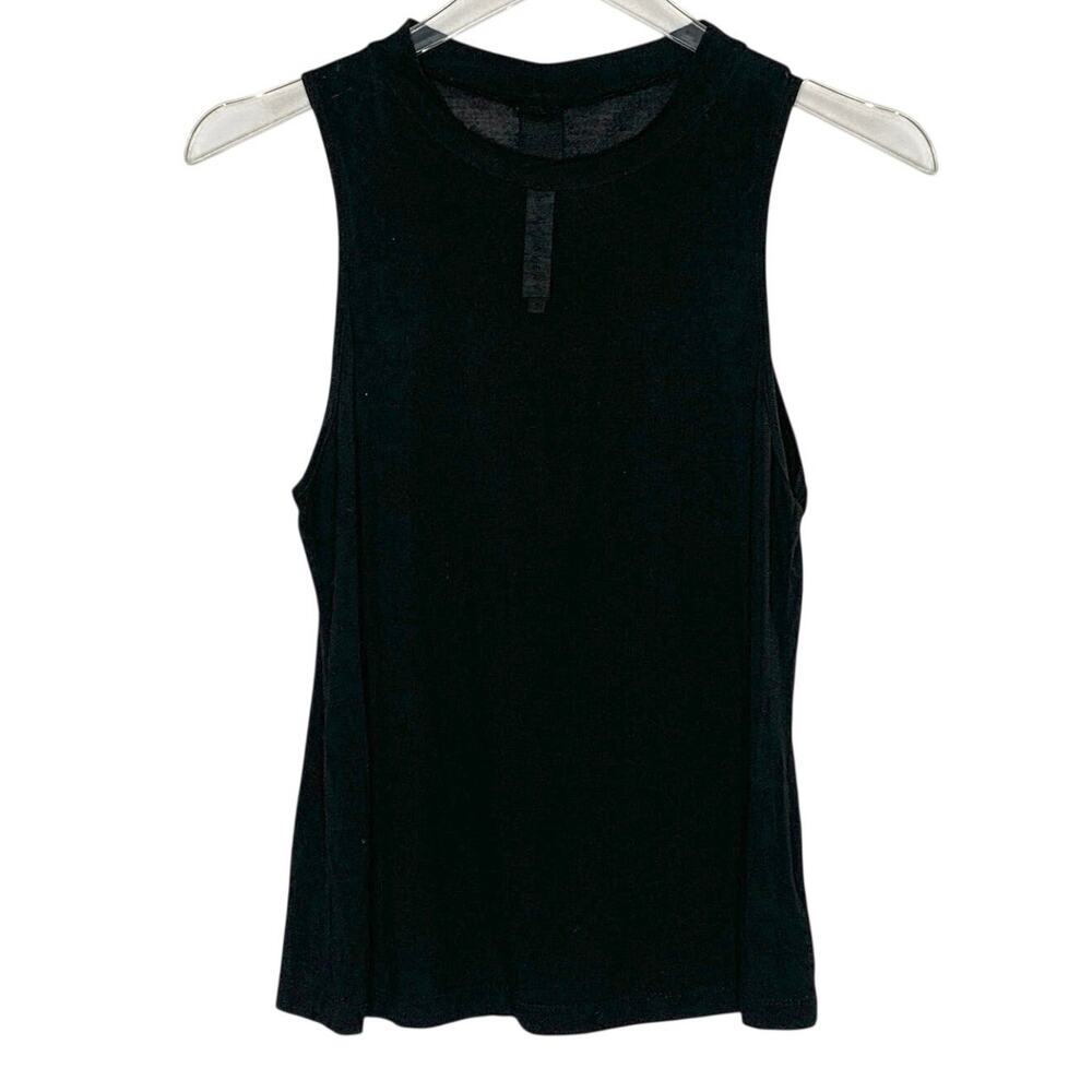 Hannah Lavery Bamboo Sleeveless Top Black S Stretch Semi Sheer Breathable